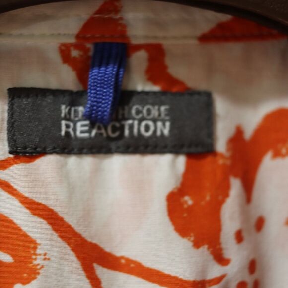 Kenneth Cole Reaction Orange and White Casual Shirt Tropical Pearl Snap LG - Picture 10 of 15